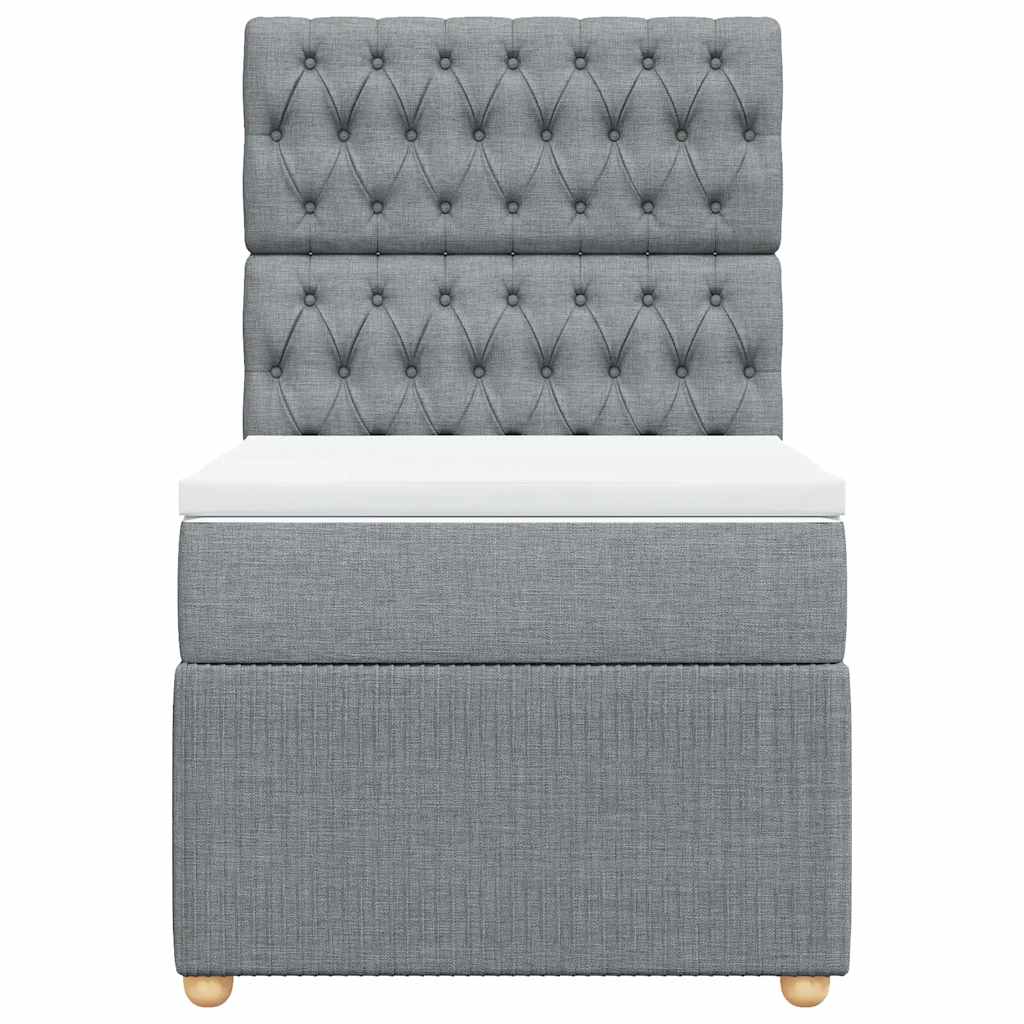 Box spring krevet s madracem svjetlosivi 90x190 cm od tkanine