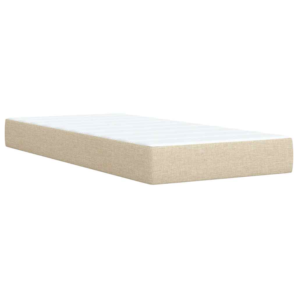 Krevet s oprugama i madracem krem 90 x 200 cm od tkanine
