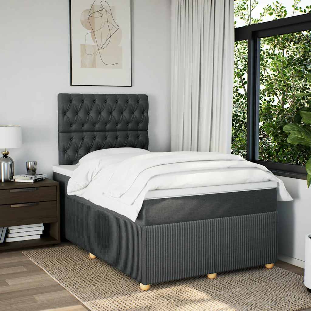 Krevet box spring s madracem tamnosivi 120 x 190 cm tkanina