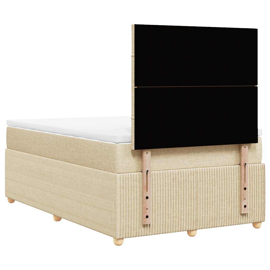 Krevet s oprugama i madracem krem 120 x 200 cm od tkanine