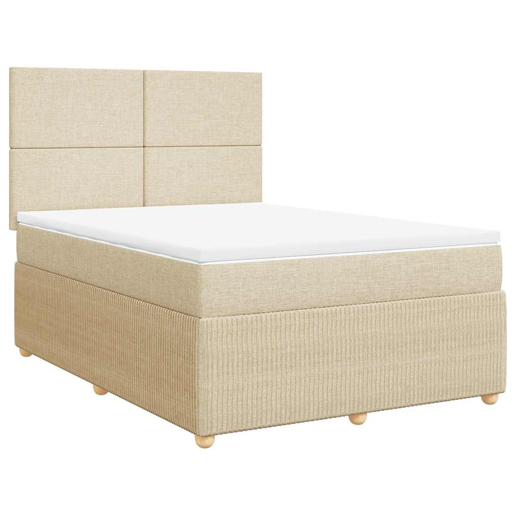 Krevet s oprugama i madracem krem 140 x 190 cm od tkanine