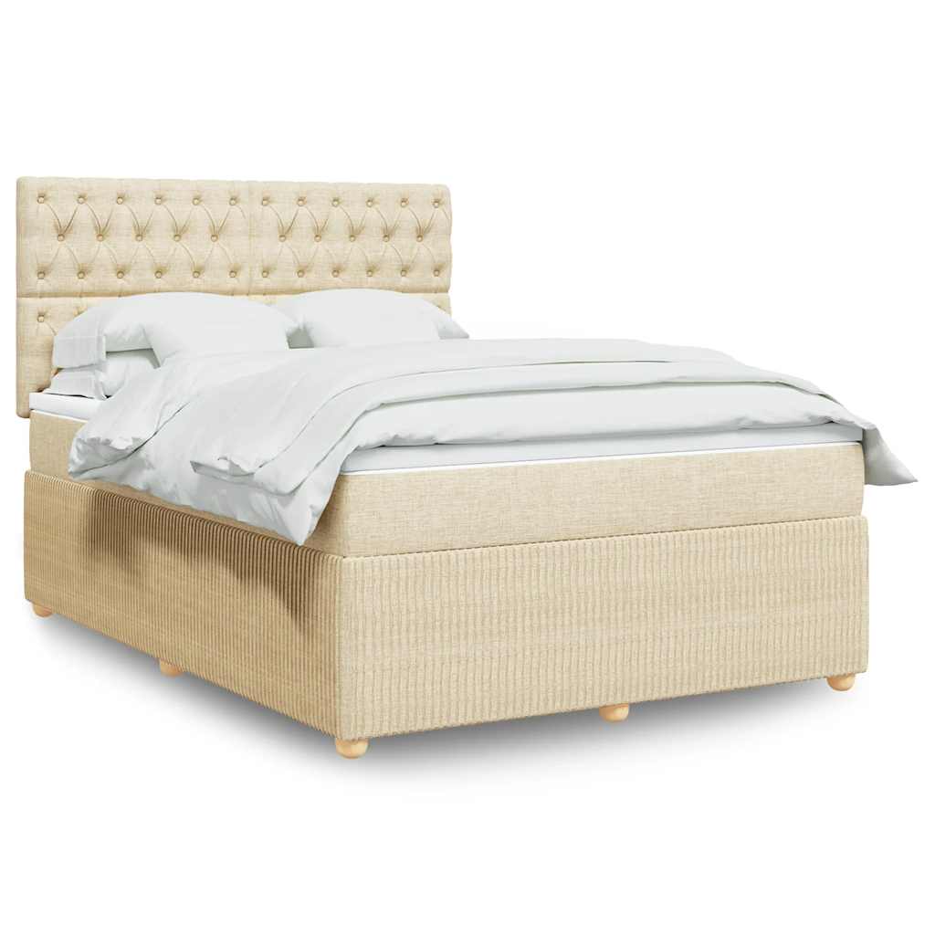 Krevet s oprugama i madracem krem 160x200 cm od tkanine