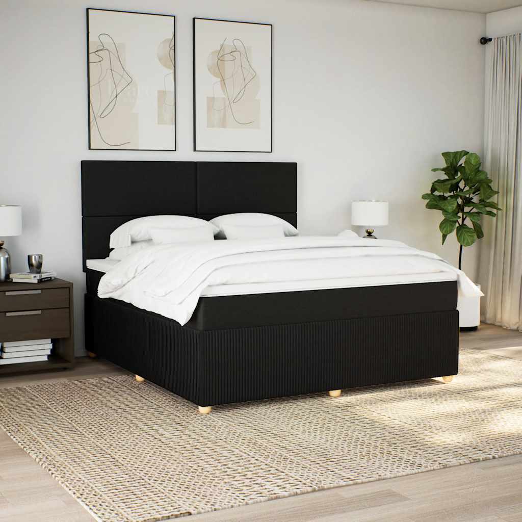 Krevet s oprugama i madracem crni 180x200 cm od tkanine
