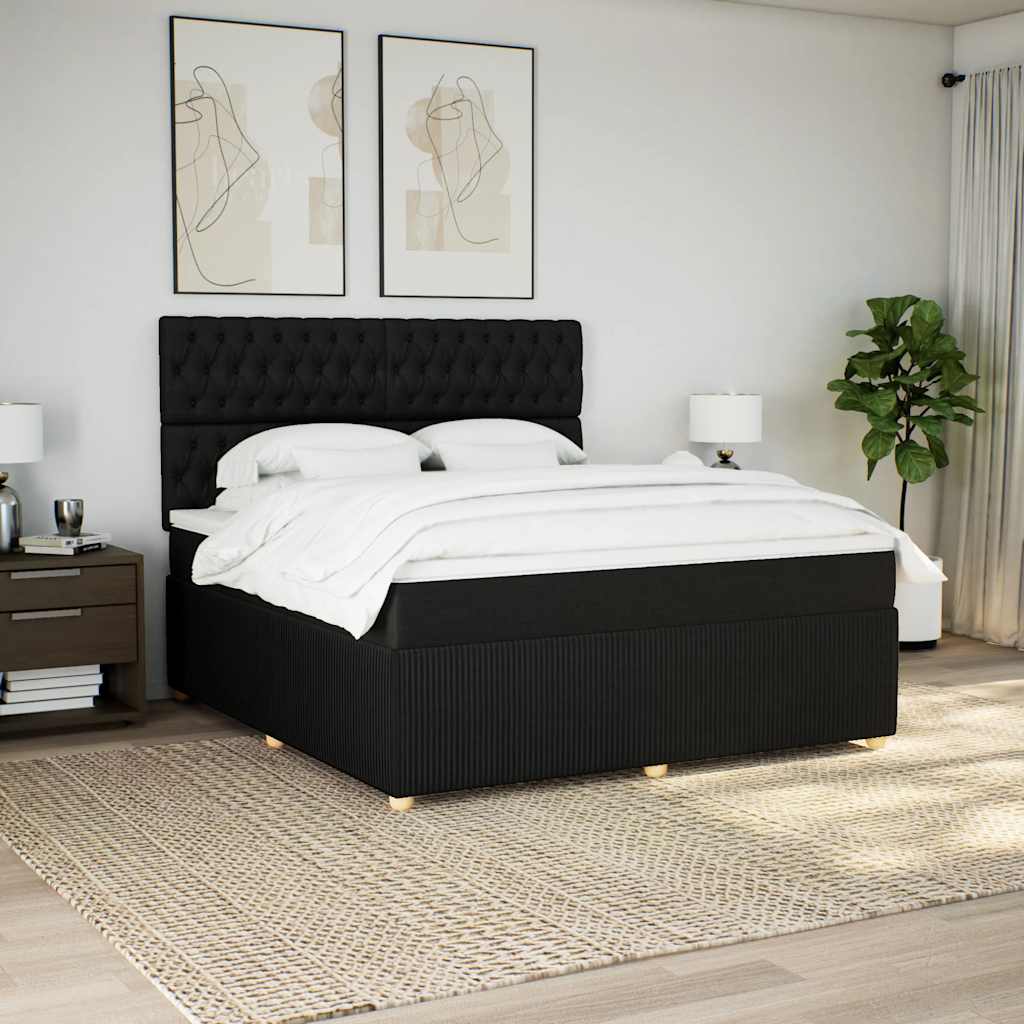 Krevet s oprugama i madracem crni 180x200 cm od tkanine