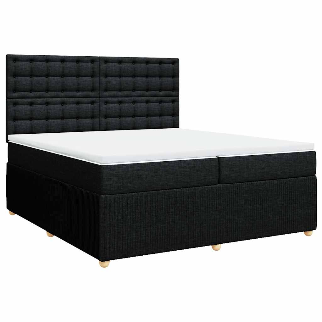 Krevet s oprugama i madracem crni 200x200 cm od tkanine