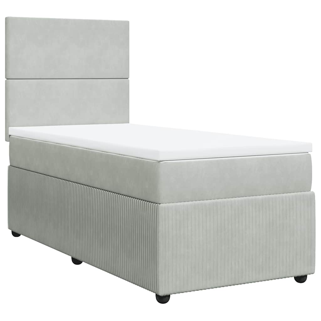 Box spring krevet s madracem svjetlosivi 80 x 200 cm baršunasti