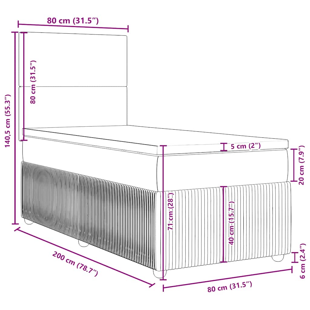 Box spring krevet s madracem crni 80 x 200 cm baršunasti