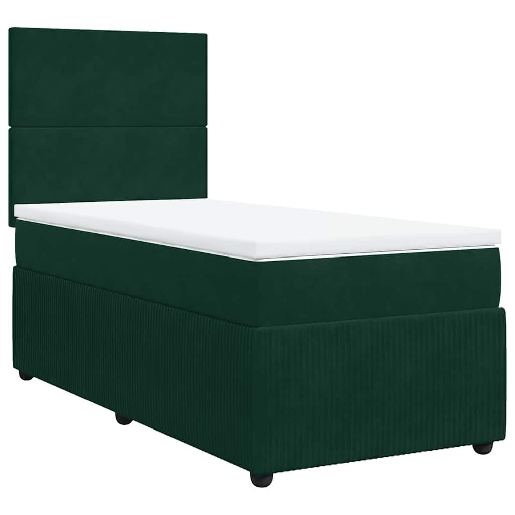Box spring krevet s madracem tamnozeleni 80 x 200 cm baršunasti
