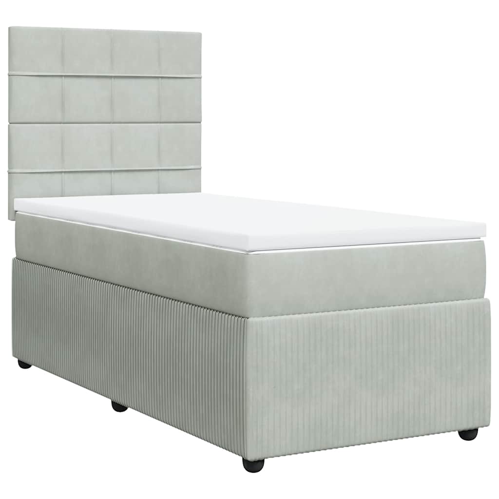 Box spring krevet s madracem svjetlosivi 80 x 200 cm baršunasti