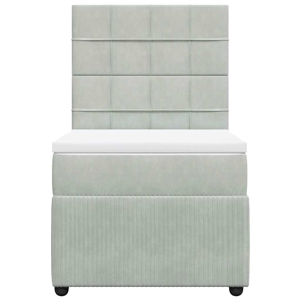 Box spring krevet s madracem svjetlosivi 80 x 200 cm baršunasti