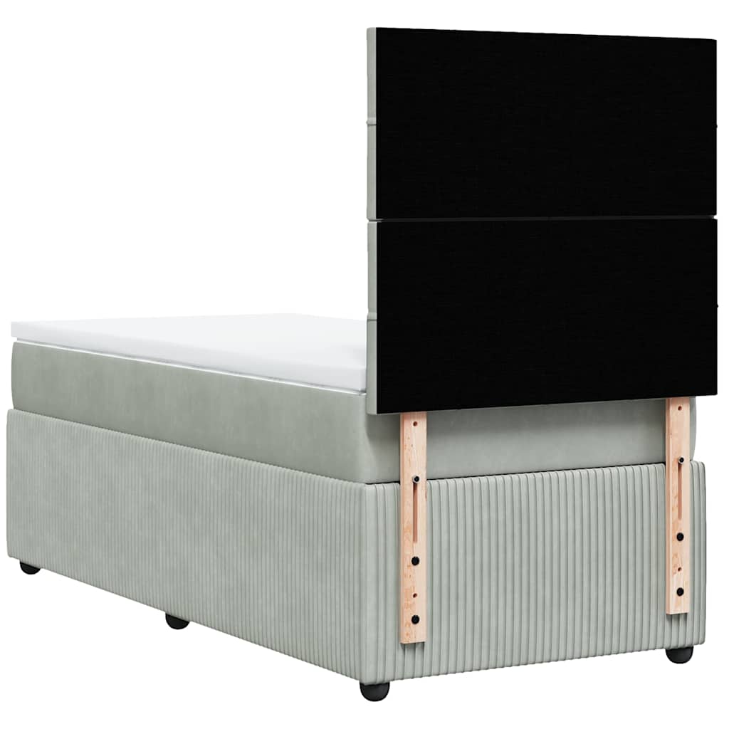 Box spring krevet s madracem svjetlosivi 80 x 200 cm baršunasti