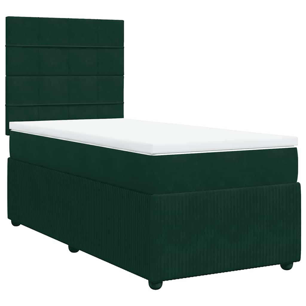 Box spring krevet s madracem tamnozeleni 80 x 200 cm baršunasti