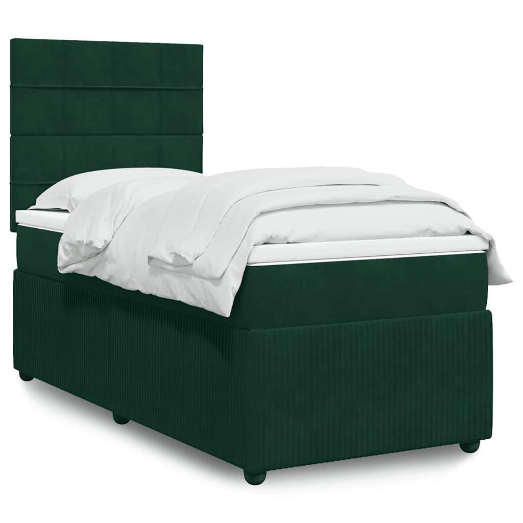 Box spring krevet s madracem tamnozeleni 80 x 200 cm baršunasti
