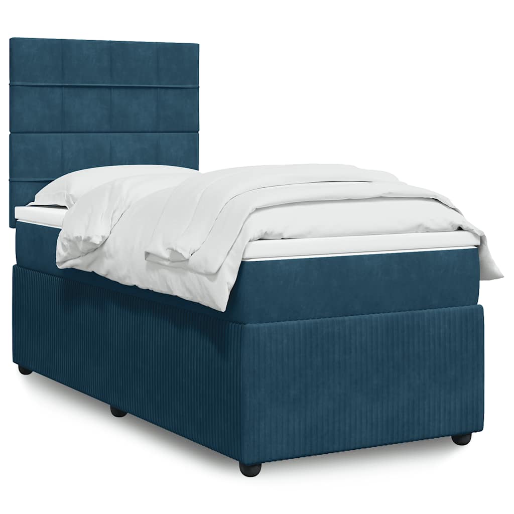 Box spring krevet s madracem tamnoplavi 80 x 200 cm baršunasti