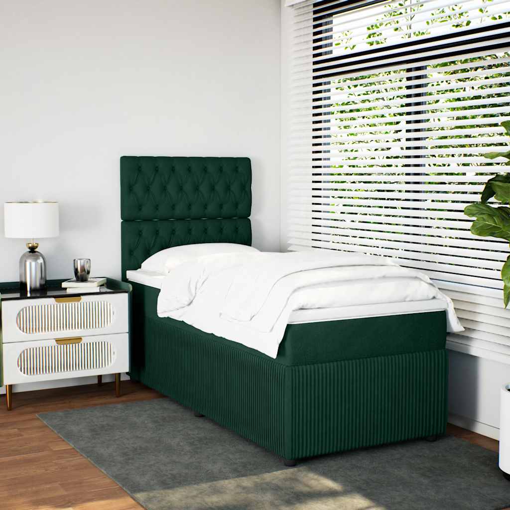 Box spring krevet s madracem tamnozeleni 80 x 200 cm baršunasti