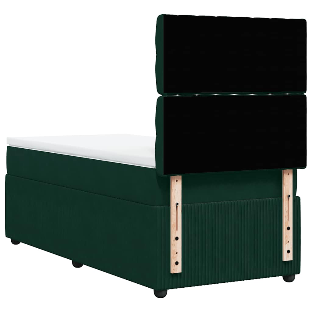 Box spring krevet s madracem tamnozeleni 80 x 200 cm baršunasti