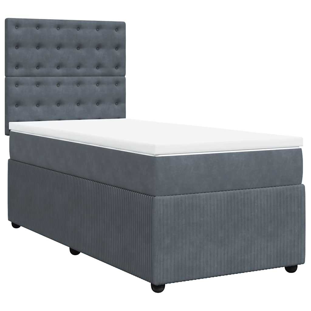 Box spring krevet s madracem tamnosivi 80 x 200 cm baršunasti