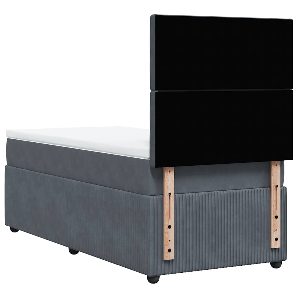 Box spring krevet s madracem tamnosivi 80 x 200 cm baršunasti