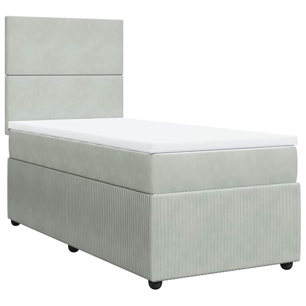 Box spring krevet s madracem svjetlosivi 90x190 cm baršunasti
