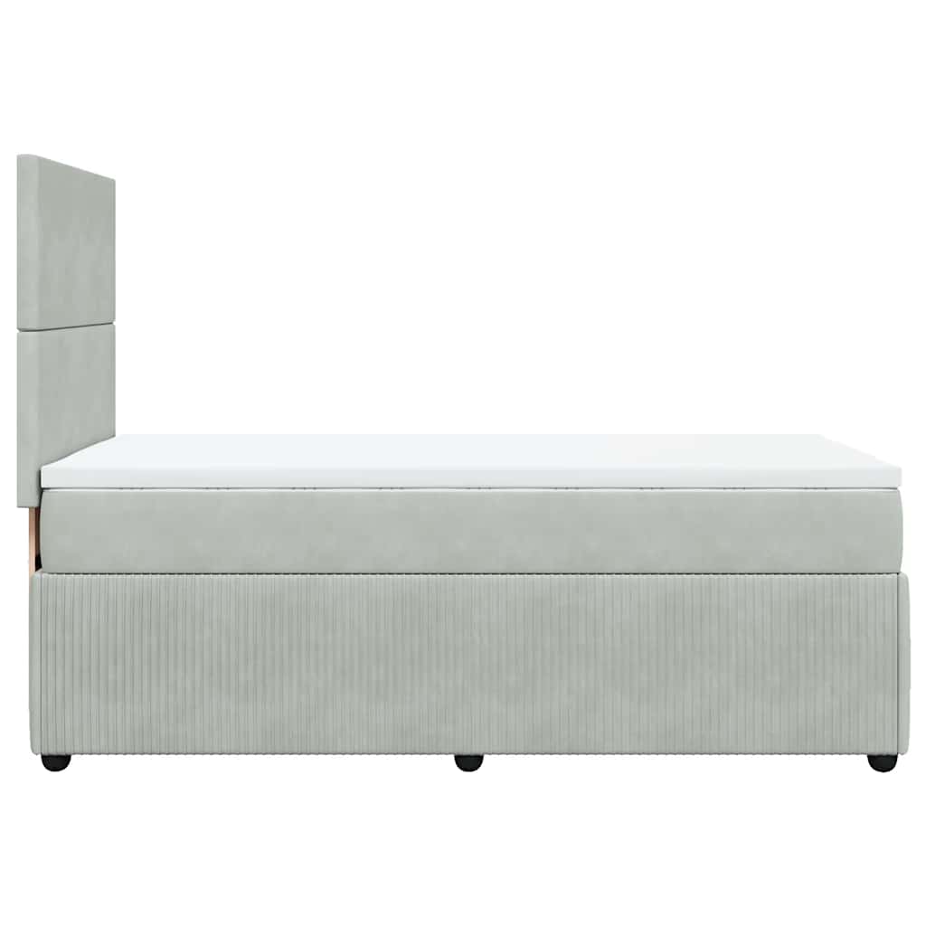 Box spring krevet s madracem svjetlosivi 90x190 cm baršunasti