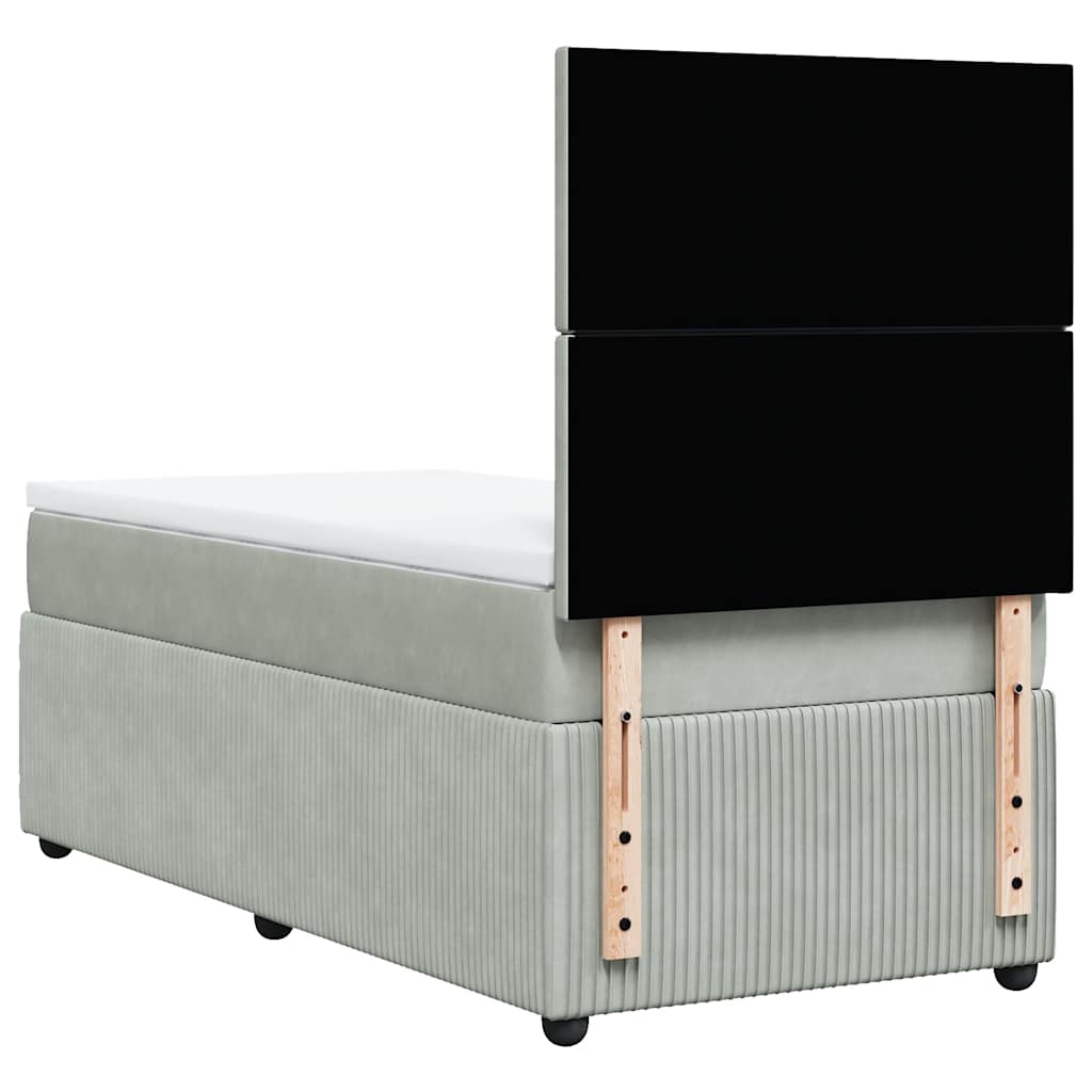 Box spring krevet s madracem svjetlosivi 90x190 cm baršunasti