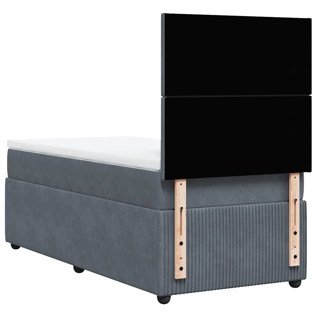 Box spring krevet s madracem tamnosivi 90x190 cm baršunasti