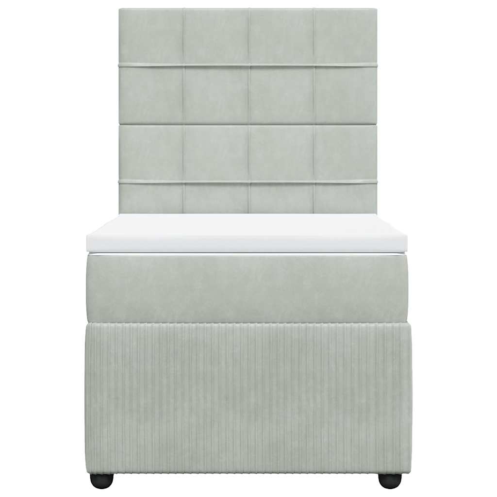 Box spring krevet s madracem svjetlosivi 90x190 cm baršunasti
