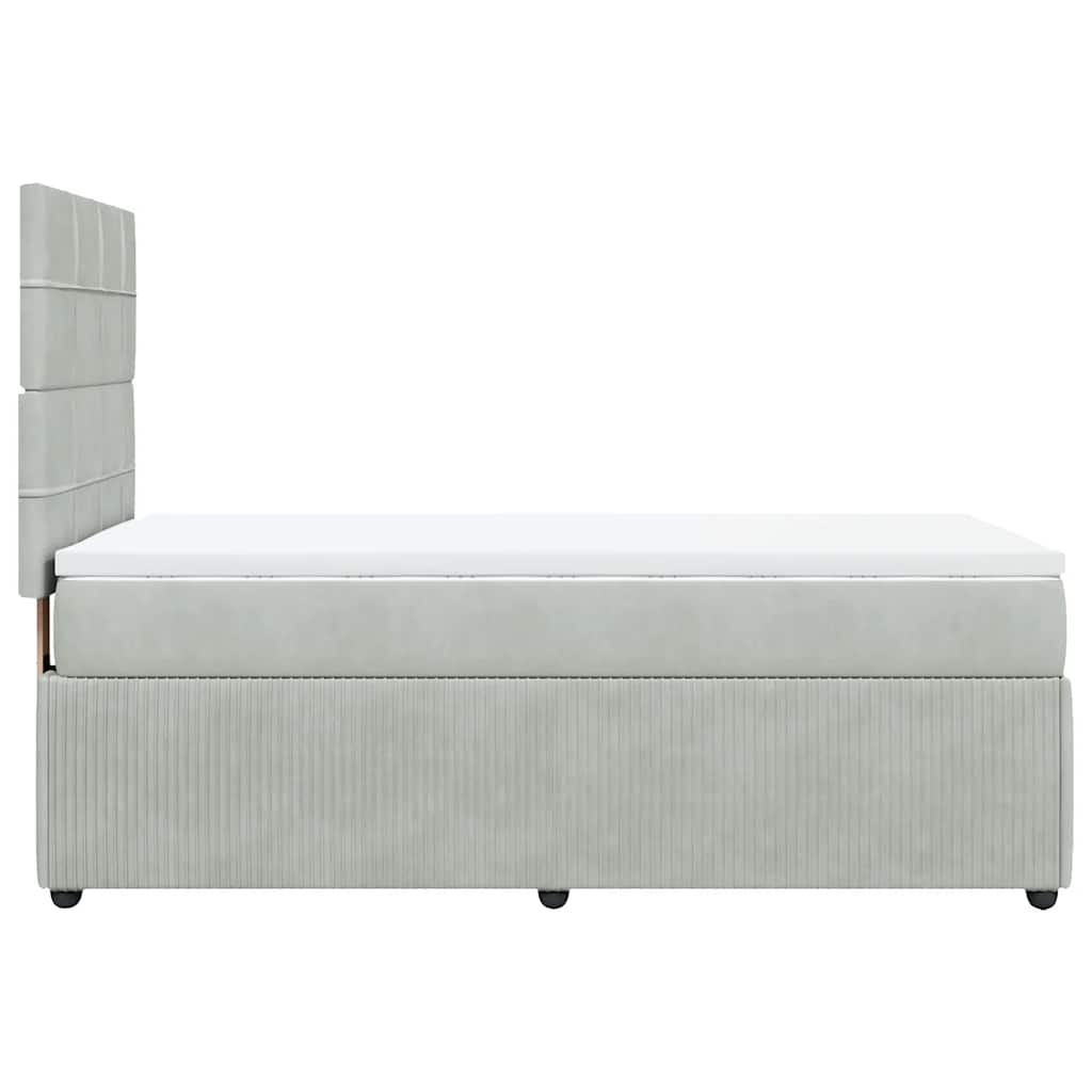 Box spring krevet s madracem svjetlosivi 90x190 cm baršunasti