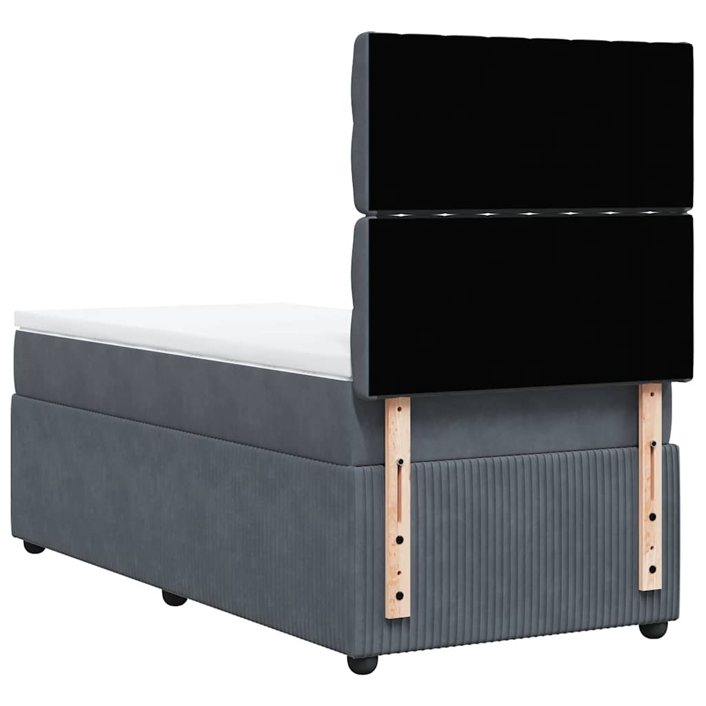 Box spring krevet s madracem tamnosivi 90x190 cm baršunasti