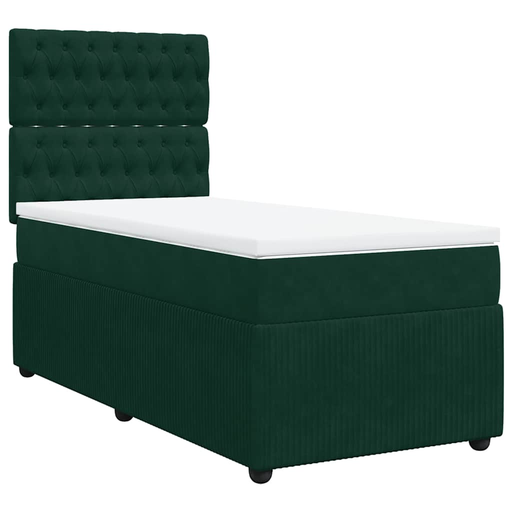 Box spring krevet s madracem tamnozeleni 90x190 cm baršunasti