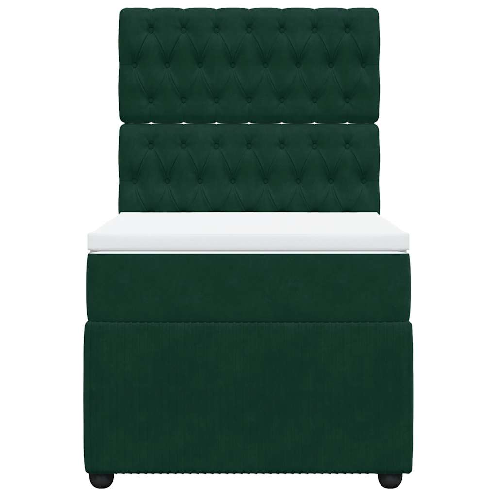 Box spring krevet s madracem tamnozeleni 90x190 cm baršunasti