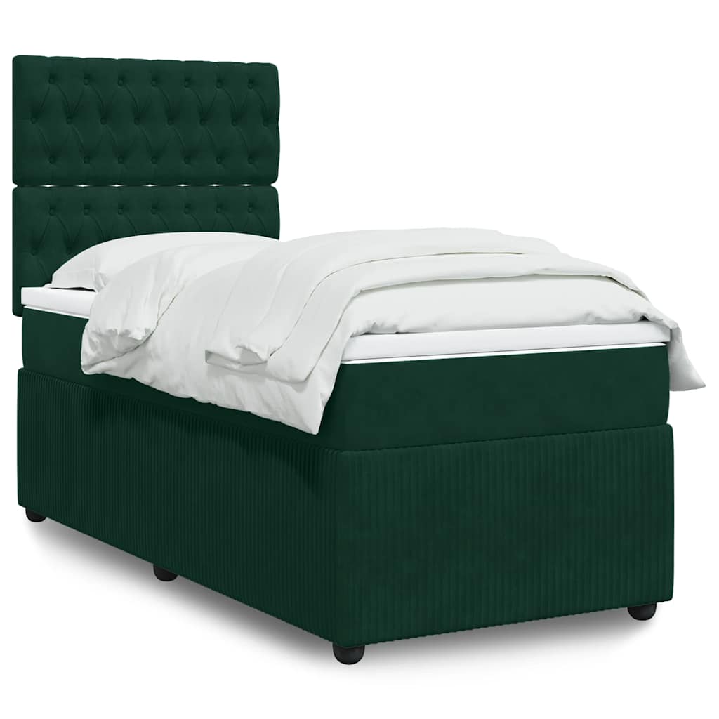 Box spring krevet s madracem tamnozeleni 90x190 cm baršunasti