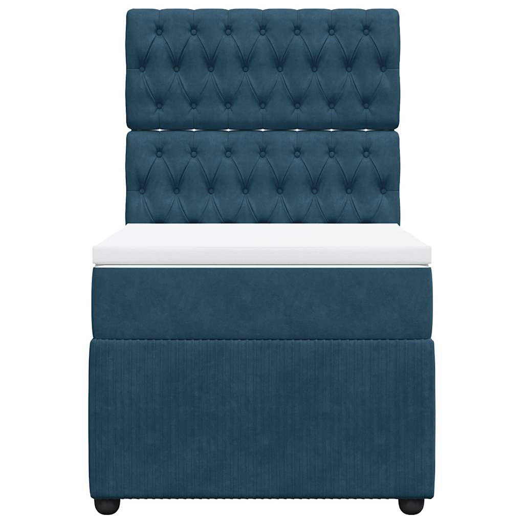 Box spring krevet s madracem tamnoplavi 90x190 cm baršunasti