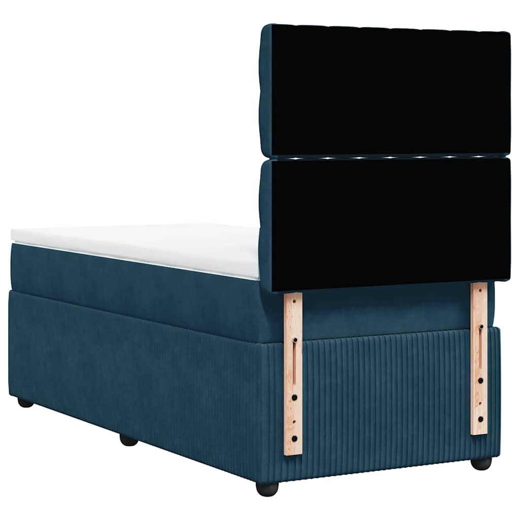 Box spring krevet s madracem tamnoplavi 90x190 cm baršunasti