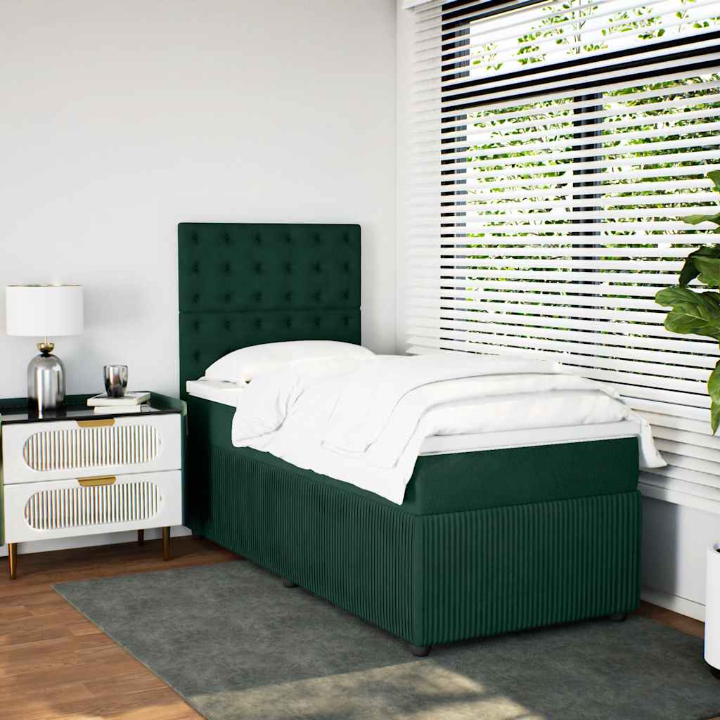 Box spring krevet s madracem tamnozeleni 90x190 cm baršunasti