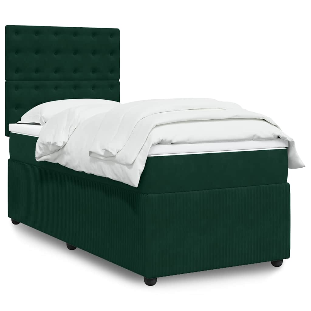 Box spring krevet s madracem tamnozeleni 90x190 cm baršunasti