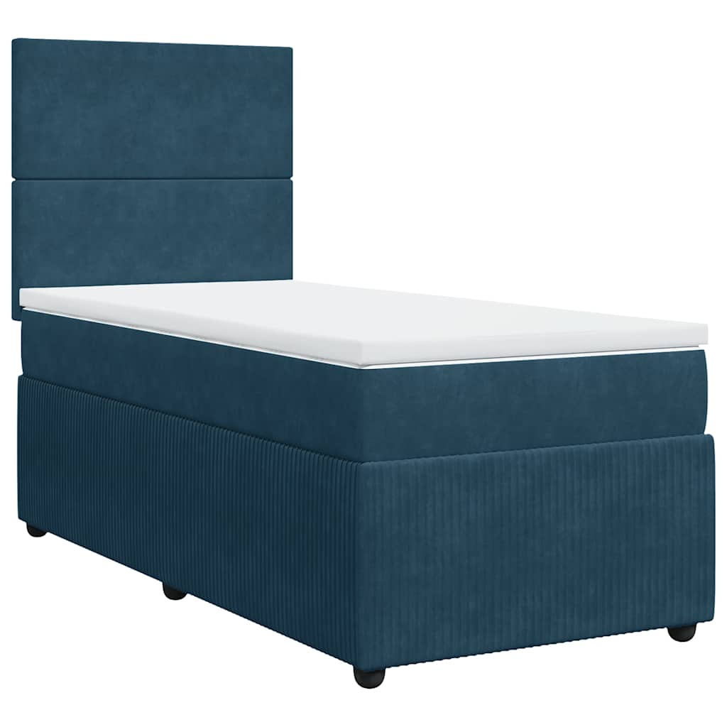 Box spring krevet s madracem tamnoplavi 90x200 cm baršunasti