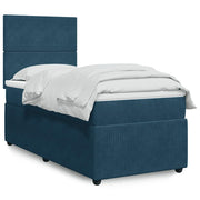 Box spring krevet s madracem tamnoplavi 90x200 cm baršunasti