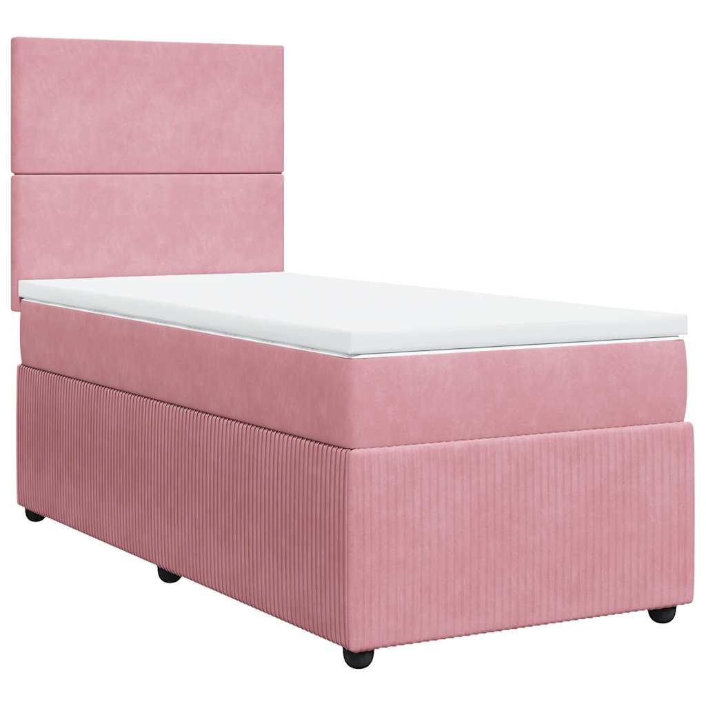 Box spring krevet s madracem ružičasti 90x200 cm baršunasti