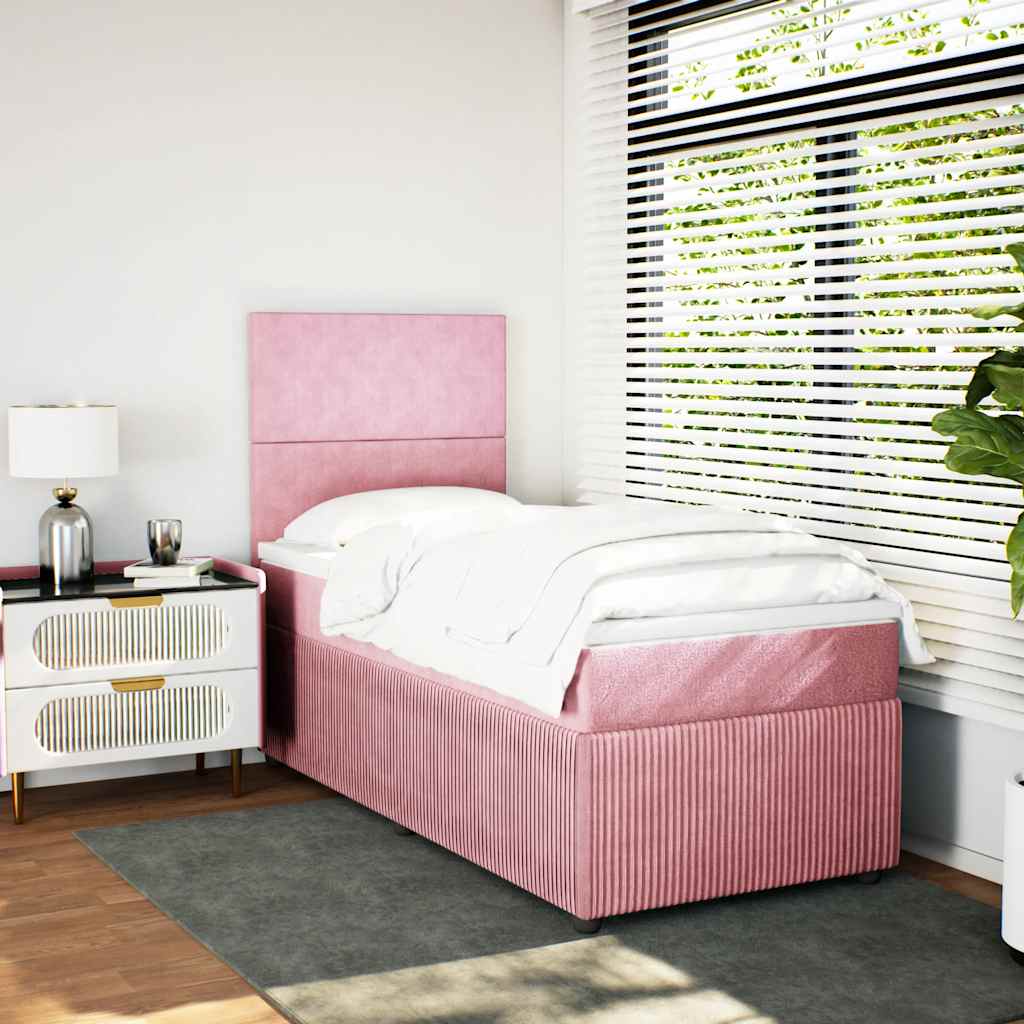 Box spring krevet s madracem ružičasti 90x200 cm baršunasti