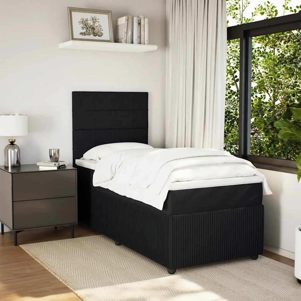 Box spring krevet s madracem crni 90x200 cm baršunasti