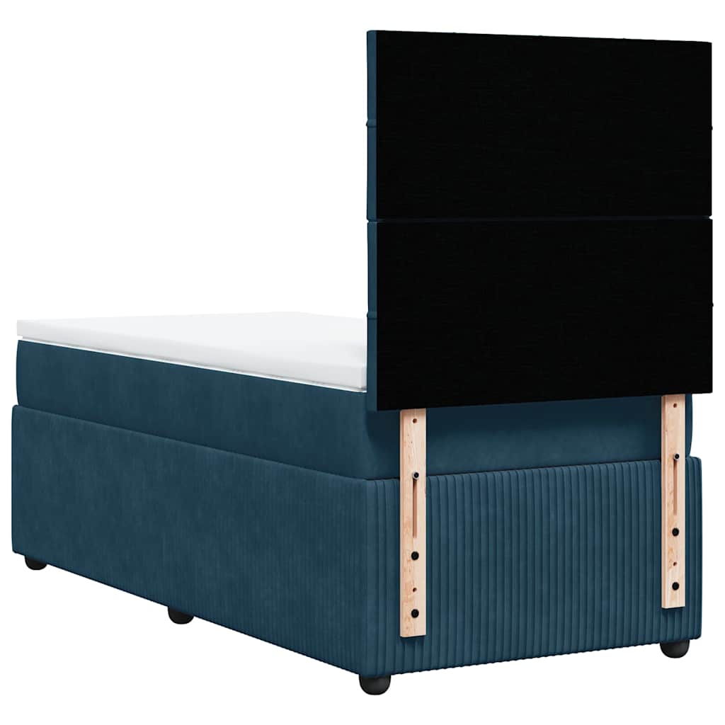 Box spring krevet s madracem tamnoplavi 90x200 cm baršunasti
