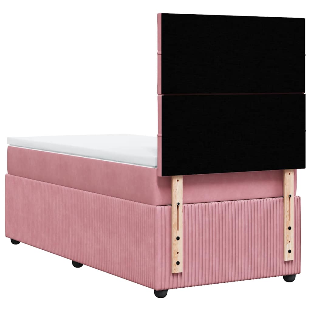 Box spring krevet s madracem ružičasti 90x200 cm baršunasti