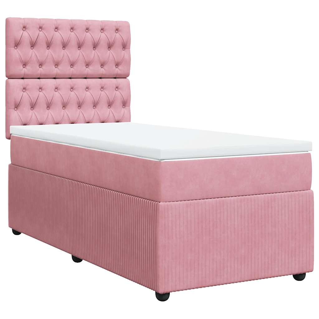 Box spring krevet s madracem ružičasti 90x200 cm baršunasti