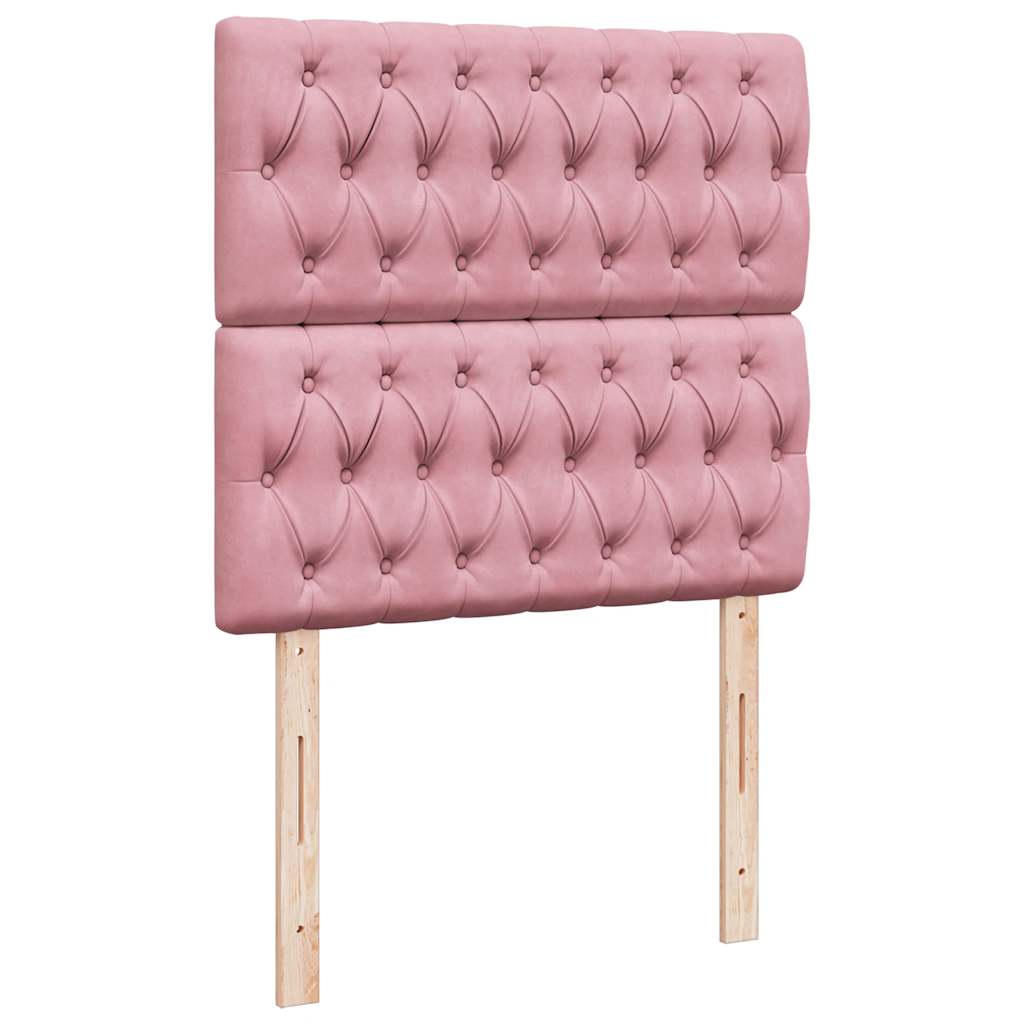 Box spring krevet s madracem ružičasti 90x200 cm baršunasti