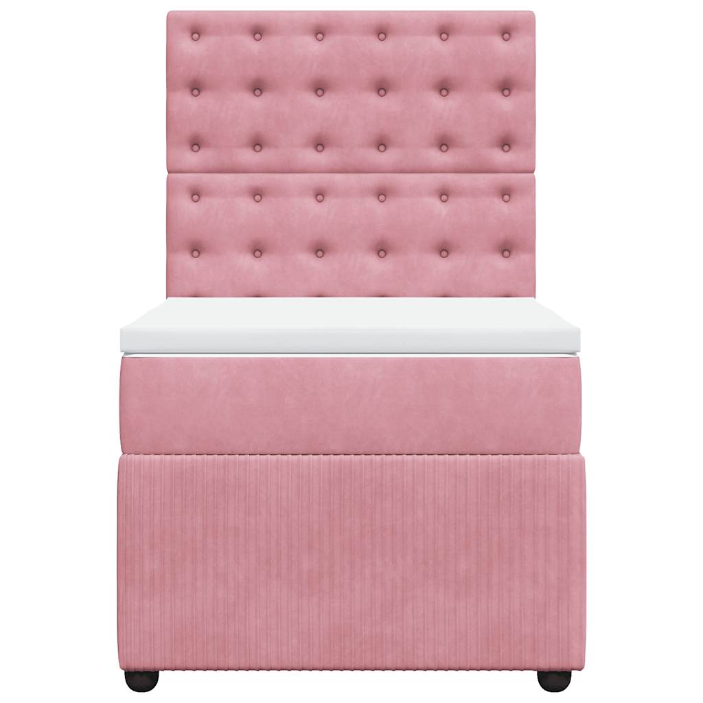 Box spring krevet s madracem ružičasti 90x200 cm baršunasti