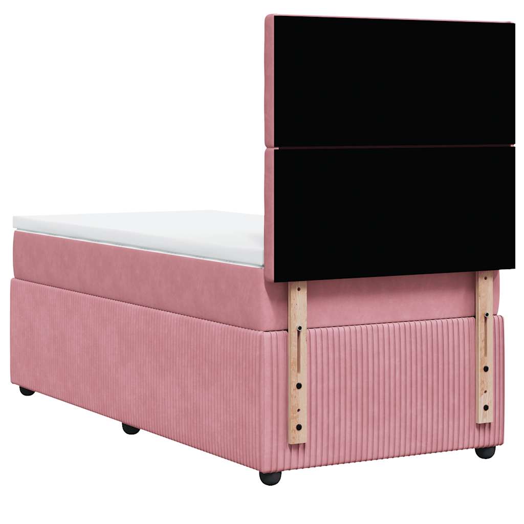 Box spring krevet s madracem ružičasti 90x200 cm baršunasti