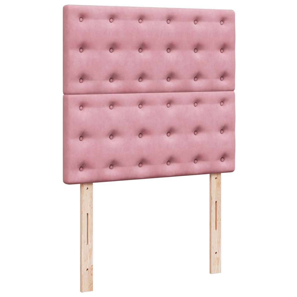 Box spring krevet s madracem ružičasti 90x200 cm baršunasti