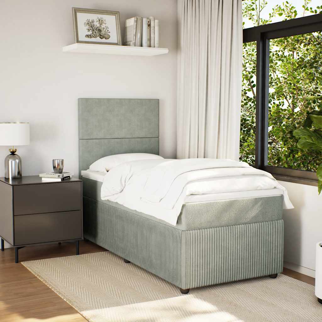 Box spring krevet s madracem svjetlosivi 100x200 cm baršunasti
