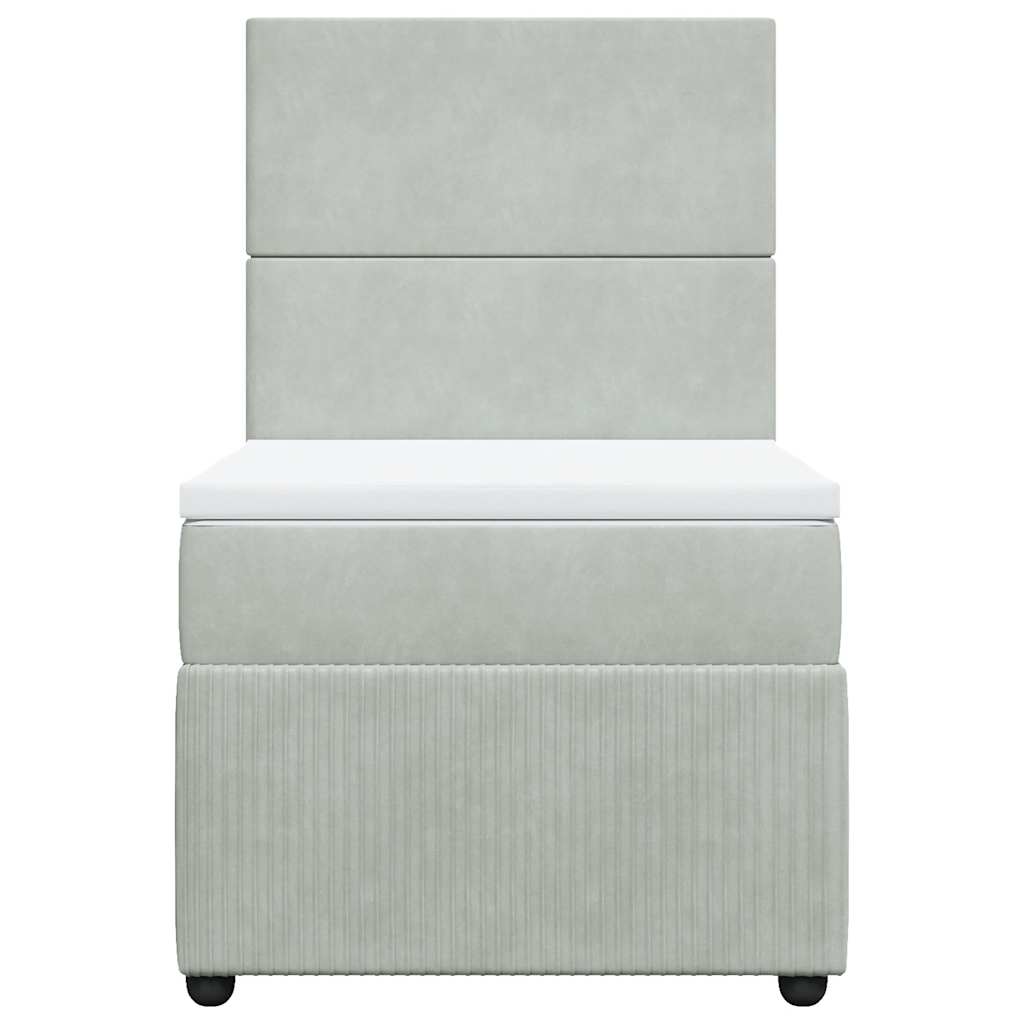 Box spring krevet s madracem svjetlosivi 100x200 cm baršunasti